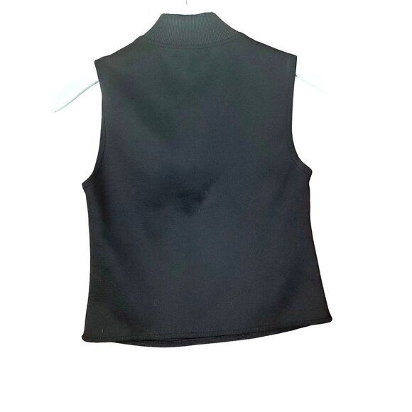 ZARA Womens Blouse SZ S High Zip‎ Neck Sleeveless Stretchy Black Minimal - Picture 2 of 5